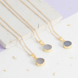 Gold Druzy Stone Necklace